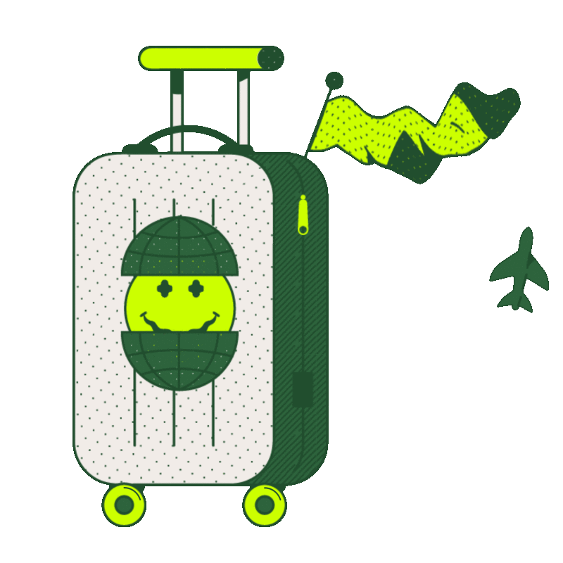 Illustration of rolling suitcase