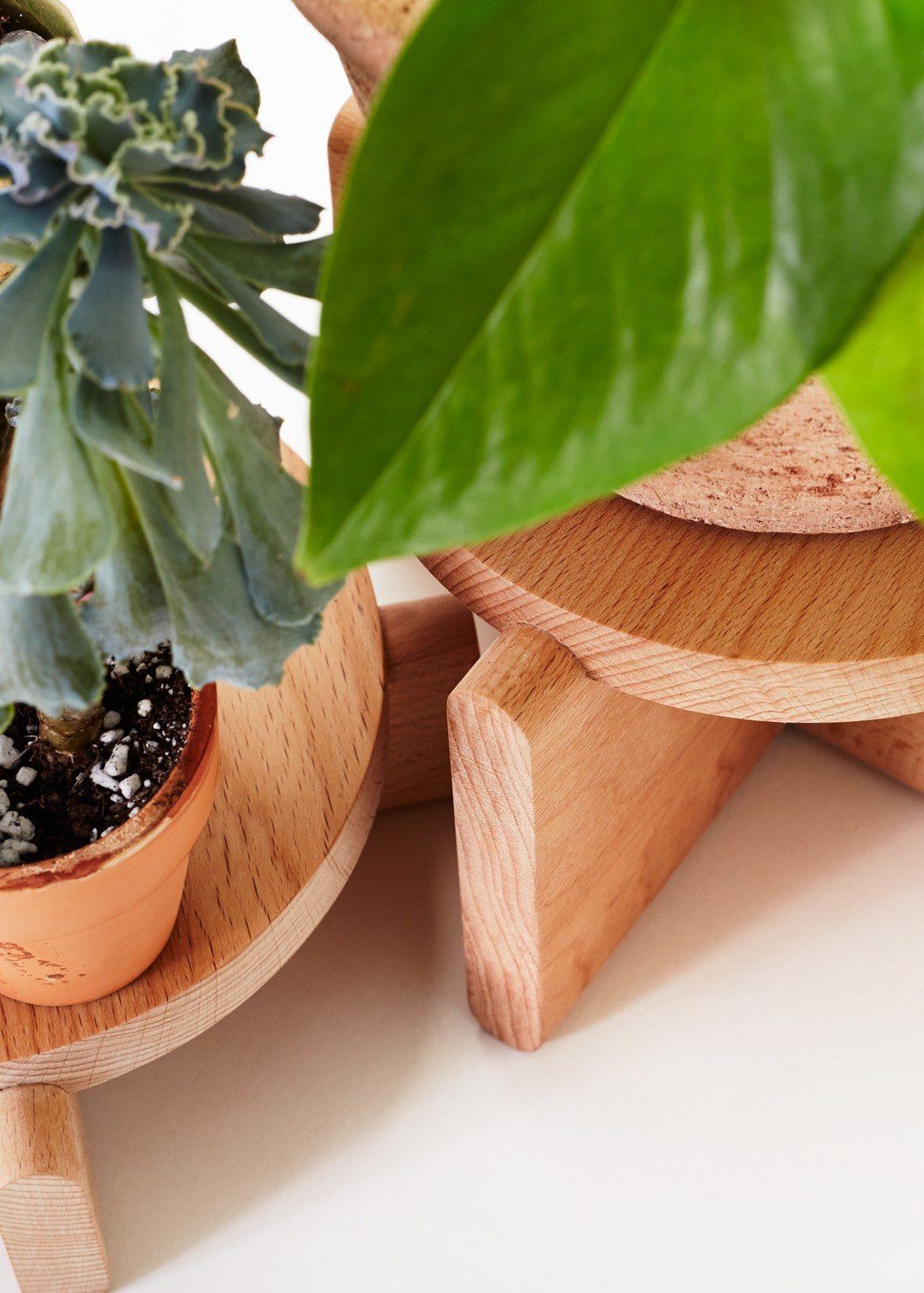 Wood Pedestal Set Planter Areaware