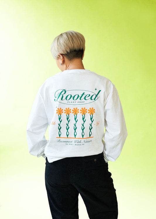 Rooted Plant Shop L/S T-Shirt Merchandise Rooted White SM 