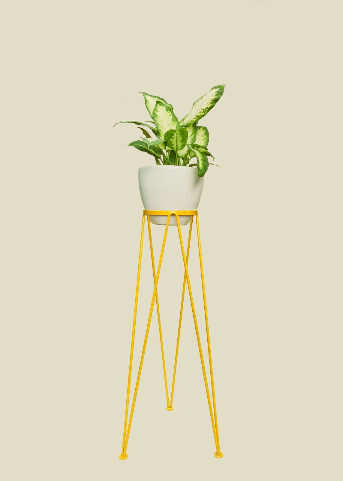 Coated Steel Standing Geometric Planter Planter NewMade LA Yellow 